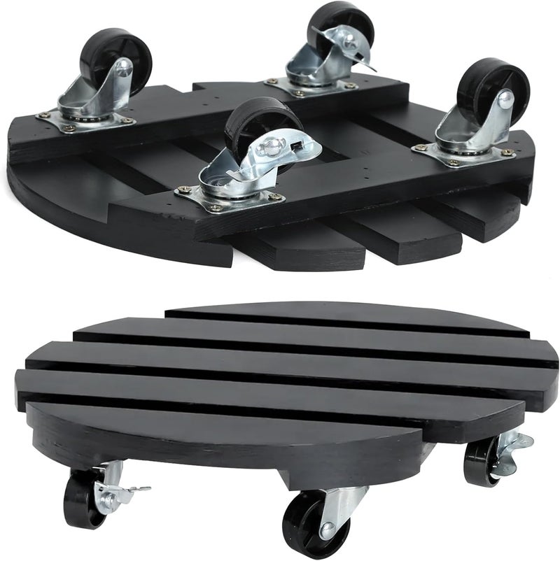 CuffUp 2 Pack Plant Stand with Wheels, Plant Caddies with 360° Lockable Smooth Sliding Wheels Durable Sturdy, Outdoor/Indoor Heavy Duty Rolling Plant Stand for Plant Pot,Flower Pot (11" Black) - Image 1